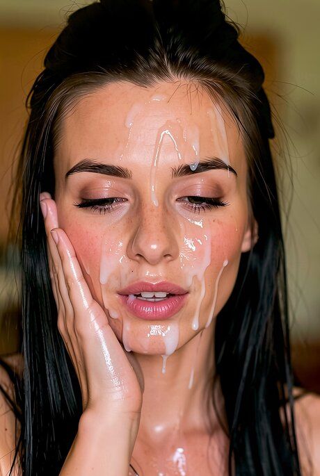 Dark haired beauty gets drenched in sperm after being masturbated - #8
