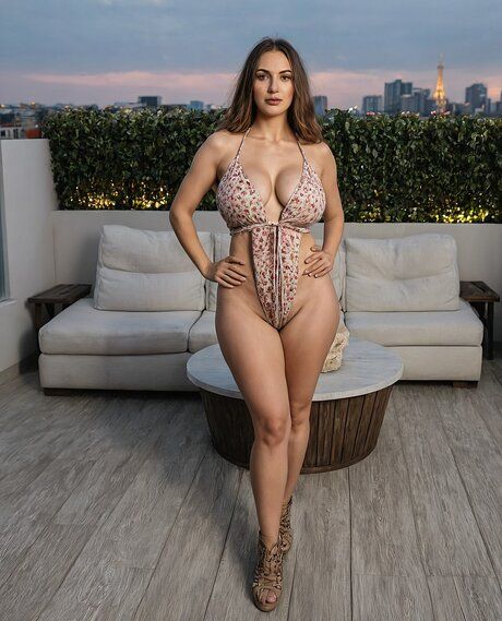 Solo model strips to pose for a nude shoot on the balcony of a penthouse - #1