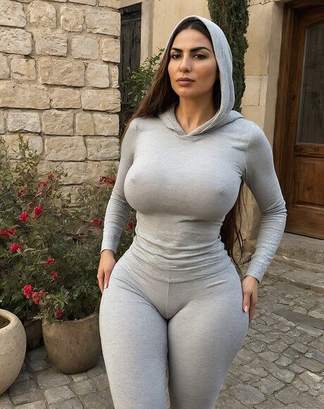 Hot MILF with a huge ass poses nude and in revealing clothing in a courtyard - #4