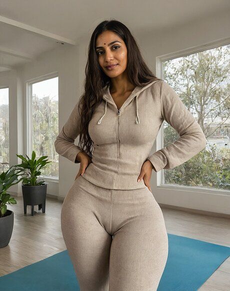 Indian solo model with a great body strips down to her yoga mat - #3