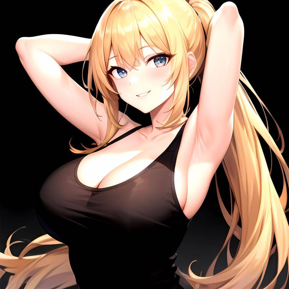 Beatrix Amerhauser 1girl Armpits Arms Behind Head Bare Shoulders Blonde Hair Breasts Cleavage Large Breasts Long Hair Looking At, 855260396 - AIHentai - #main