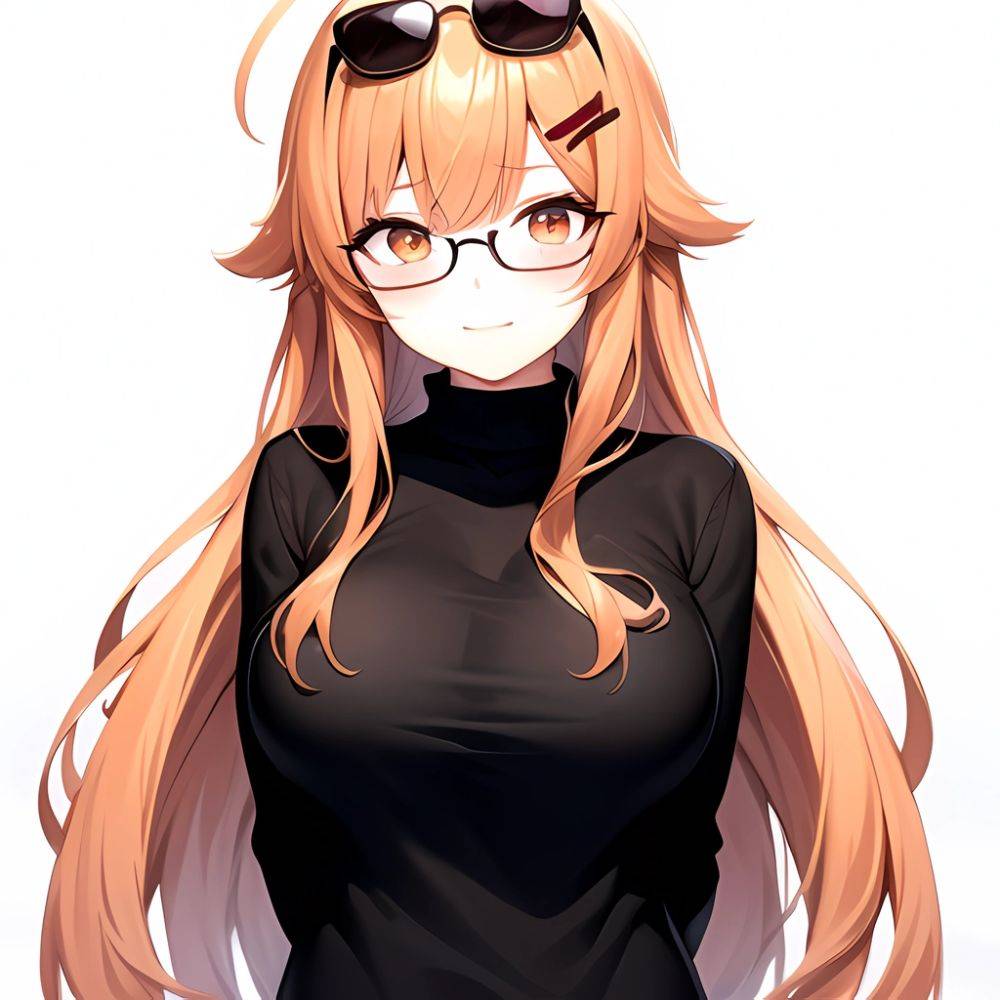 Ichijou Ririka 1girl Ahoge Breasts Eyewear On Head Glasses Hair Ornament Hairpin Large Breasts Multicolored Hair Orange Eyes Ora, 1048868790 - AIHentai - #main