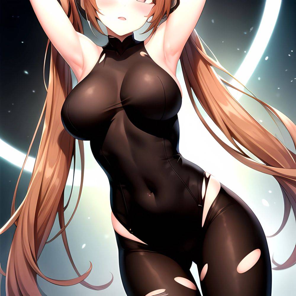 Roana Epic Seven 1girl Areola Slip Arm Garter Armpits Arms Behind Head Black Bodysuit Blush Bodysuit Breasts Brown Hair Covered, 2945661437 - AIHentai - #main