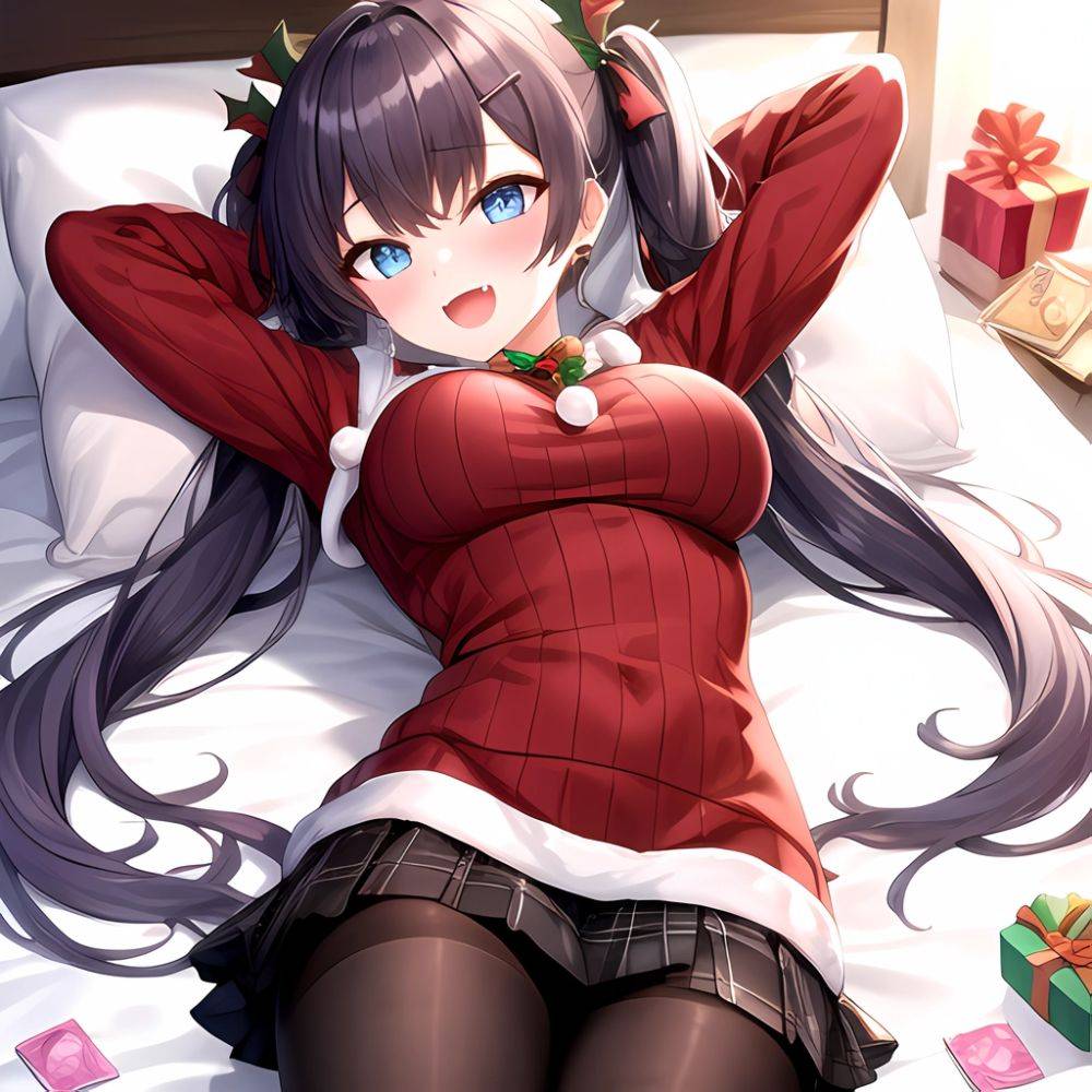Hanae Blue Archive Hanae Christmas Blue Archive 1girl D Blue Eyes Blush Boots Box Breasts Clothes Lift Come Hither Condom, 2322967037 - AIHentai - #main