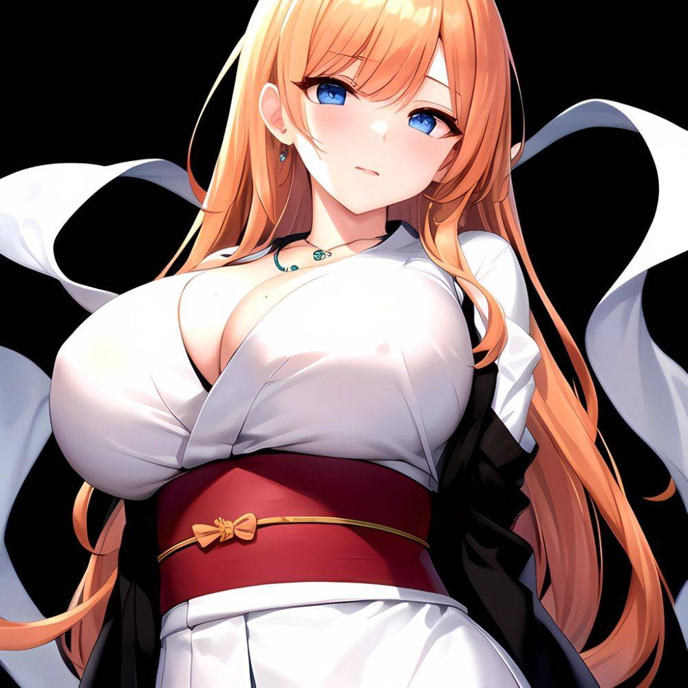 Matsumoto Rangiku 1girl Arms Behind Back Between Breasts Black Kimono Blue Eyes Breasts Center Opening Closed Mouth Huge Breasts, 78969097 - AIHentai - #main