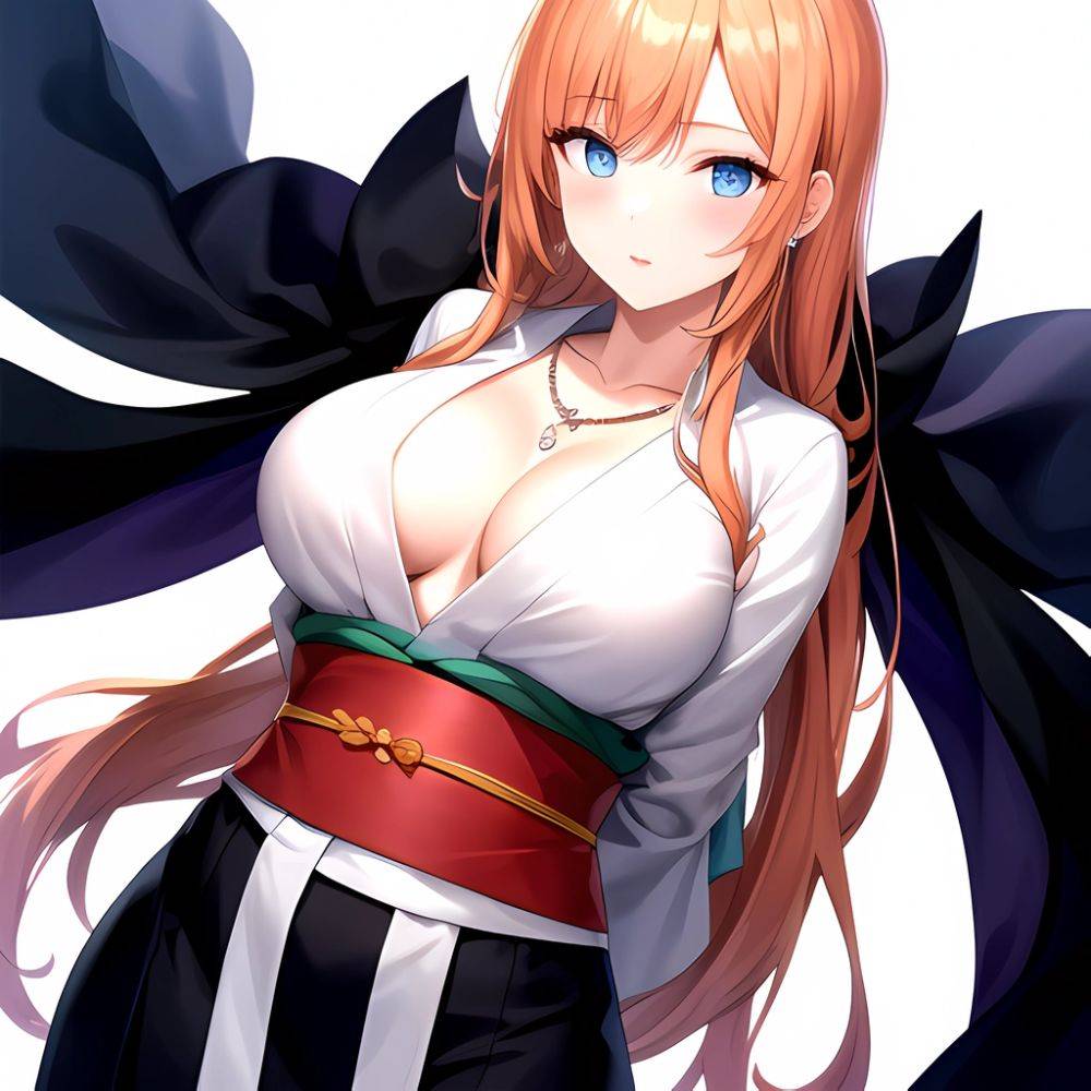 Matsumoto Rangiku 1girl Between Breasts Black Kimono Blue Eyes Breasts Center Opening Closed Mouth Huge Breasts Japanese Clothes, 229001186 - AIHentai - #main