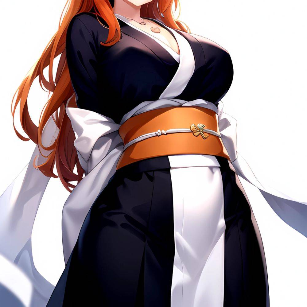 Matsumoto Rangiku 1girl Between Breasts Black Kimono Blue Eyes Breasts Center Opening Closed Mouth Huge Breasts Japanese Clothes, 2567493561 - AIHentai - #main