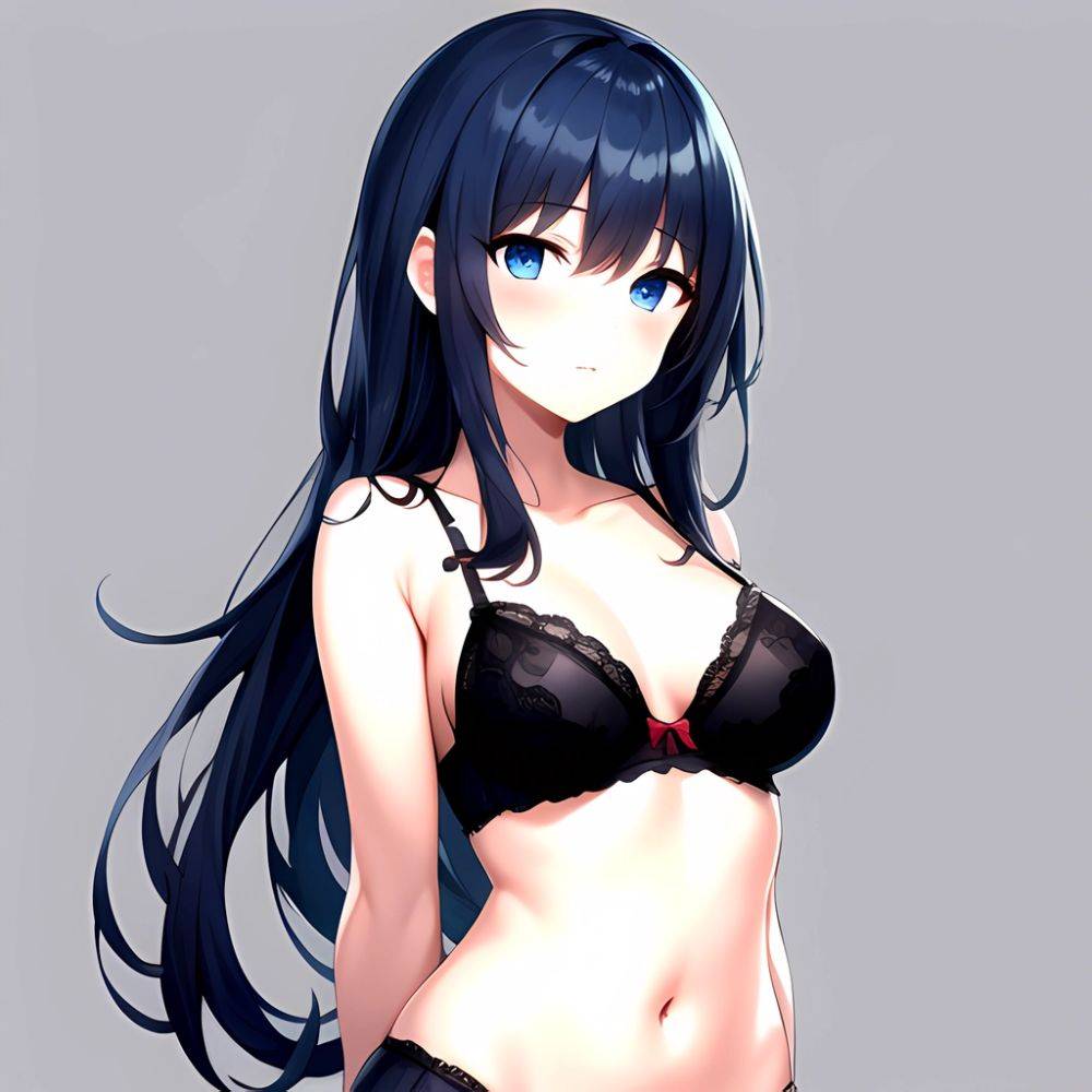 1girl Standing Lingerie Blue Eyes Arms Behind Back Simple Background Anime Girl, 341180655 - AIHentai - #main