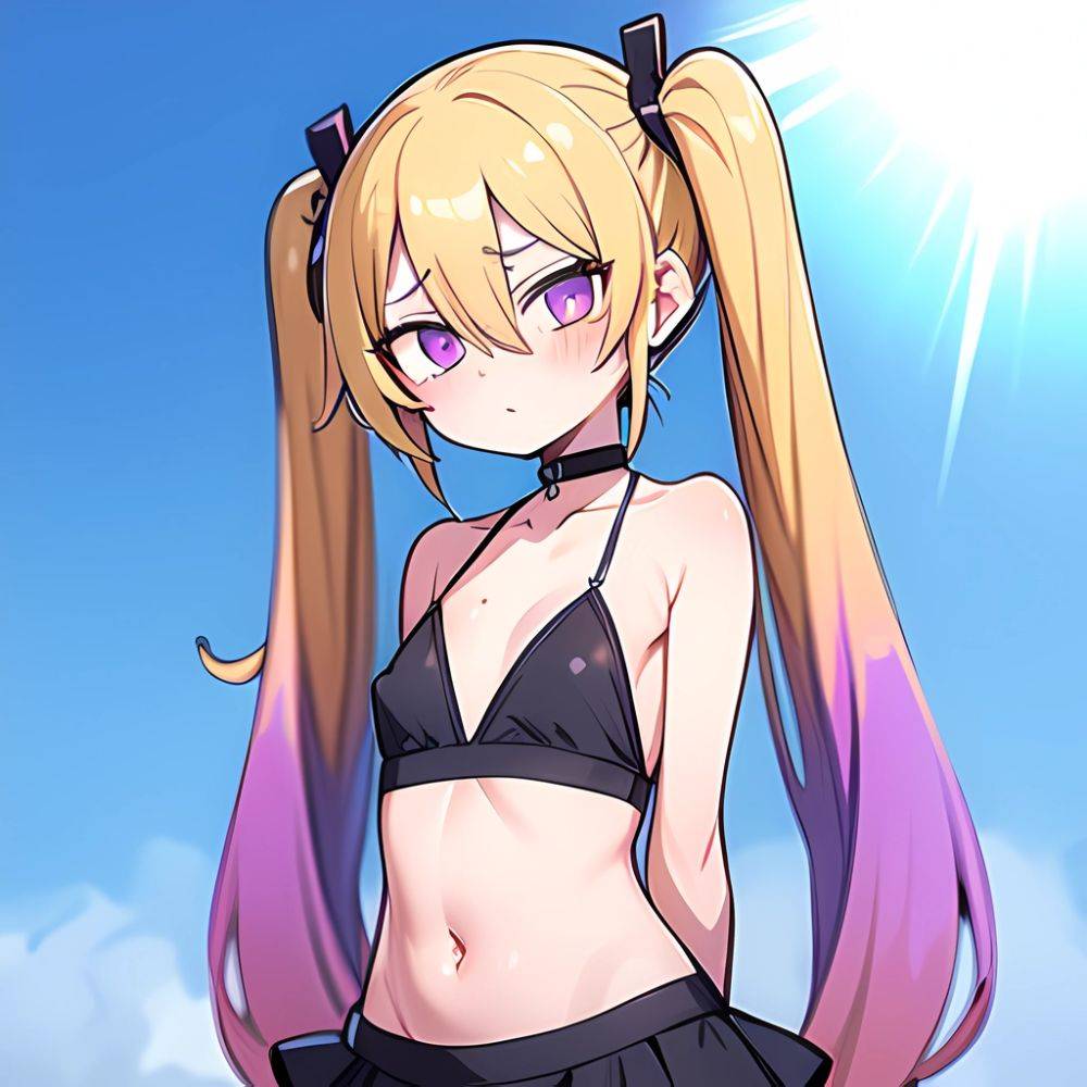 Ninomiya Asuka 1girl Arms Behind Back Bare Shoulders Bikini Bikini Skirt Blonde Hair Blush Braid Breasts Choker Collarbone Cover, 1471879803 - AIHentai - #main