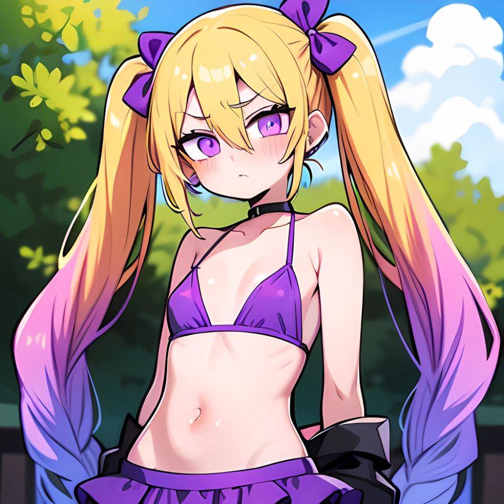 Ninomiya Asuka 1girl Arms Behind Back Bare Shoulders Bikini Bikini Skirt Blonde Hair Blush Braid Breasts Choker Collarbone Cover, 3068713789 - AIHentai - #main