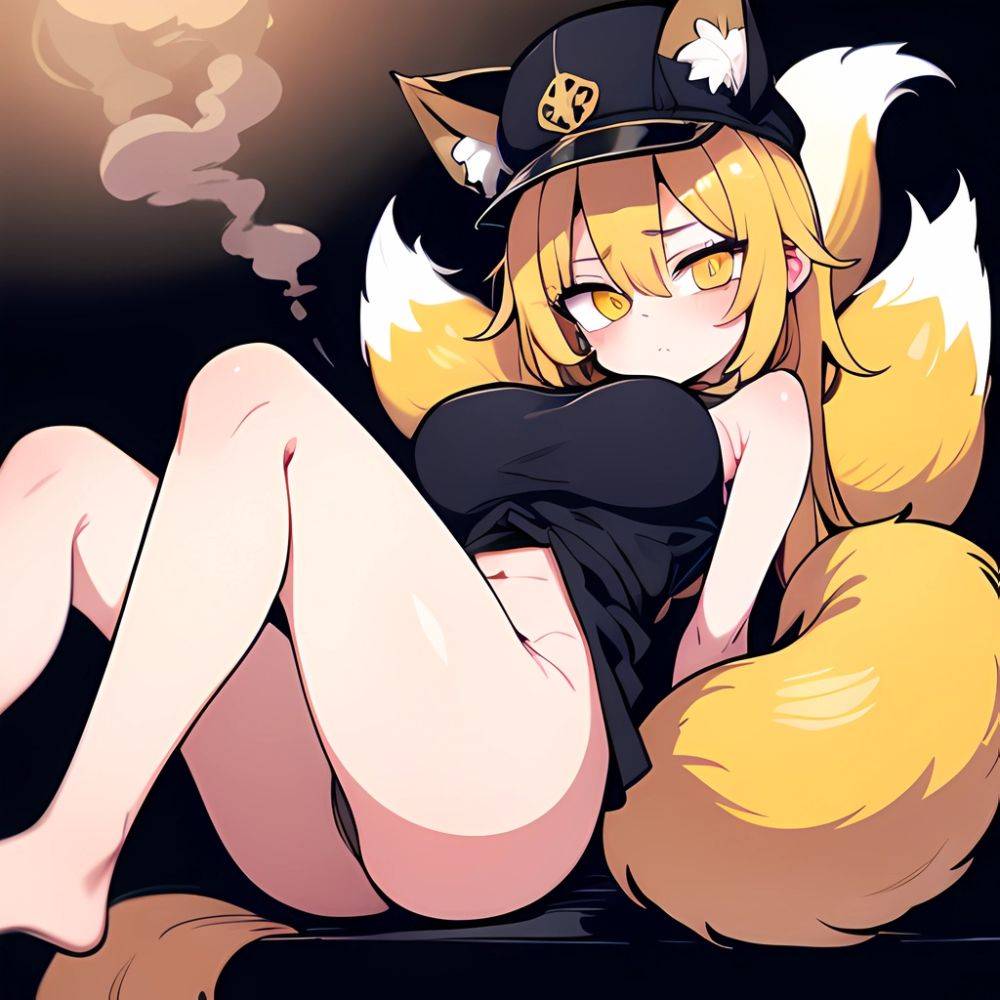 Yakumo Ran 1girl Blonde Hair Breasts Cleft Of Venus Closed Mouth Completely Nude Curvy Feet Out Of Frame Fox Tail, 3001137280 - AIHentai - #main