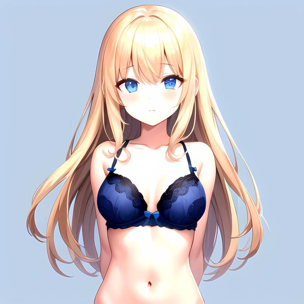 1girl Standing Lingerie Blue Eyes Arms Behind Back Simple Background Anime Girl Facing The Viewer Uwu, 4142188588 - AIHentai - #main