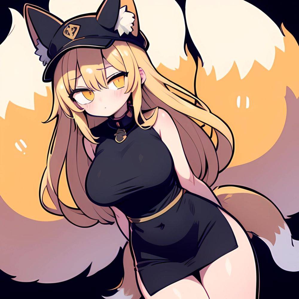 Yakumo Ran 1girl Blonde Hair Breasts Cleft Of Venus Closed Mouth Completely Nude Curvy Feet Out Of Frame Fox Tail, 443775327 - AIHentai - #main