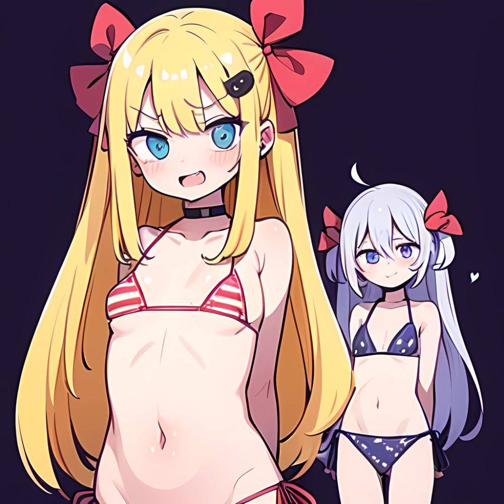 Gabriel Tenma White Raphiel Shiraha Ainsworth 2girls American Flag Bikini Bikini Blonde Hair Blue Eyes Blush Breasts Cross Hair, 4127159194 - AIHentai - #main