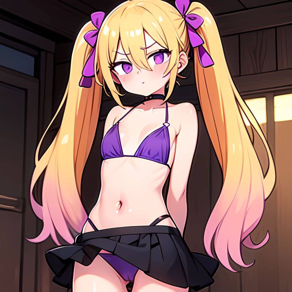 Ninomiya Asuka 1girl Arms Behind Back Bare Shoulders Bikini Bikini Skirt Blonde Hair Blush Braid Breasts Choker Collarbone Cover, 3846428889 - AIHentai - #main