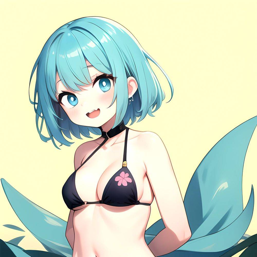 Pine Bombergirl 1girl 3 Aqua Hair Bare Shoulders Bikini Blonde Hair Blue Eyes Blue Hair Blue Trim Blush Breasts Cleavage, 1943723286 - AIHentai - #main