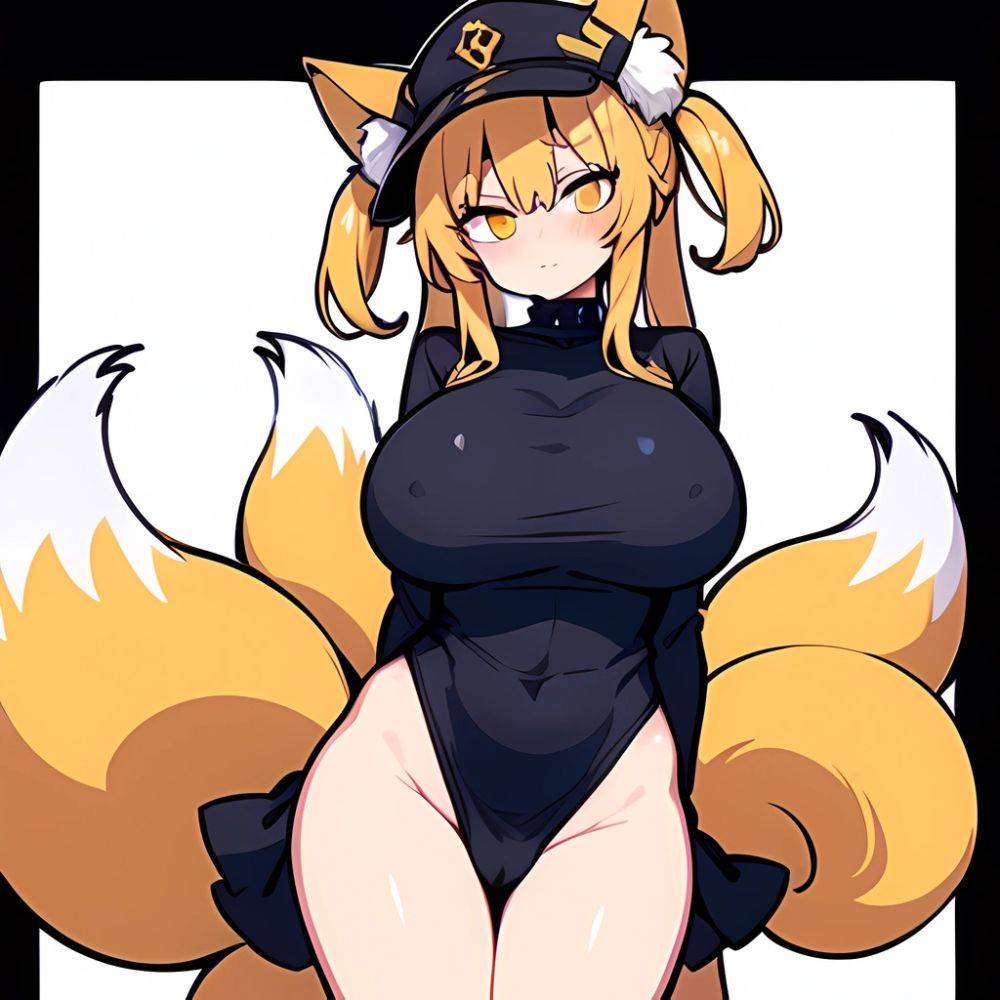 Yakumo Ran 1girl Blonde Hair Breasts Cleft Of Venus Closed Mouth Completely Nude Curvy Feet Out Of Frame Fox Tail, 594700830 - AIHentai - #main