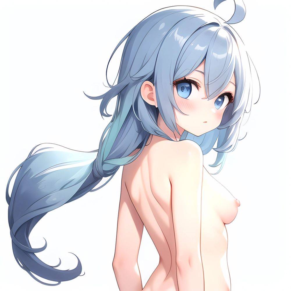 Small Breasts Small Boobs Furina Genshin Impact 1girl Ahoge Blue Eyes Blue Hair Blush Breasts Closed Mouth Collarbone Completely, 652949804 - AIHentai - #main