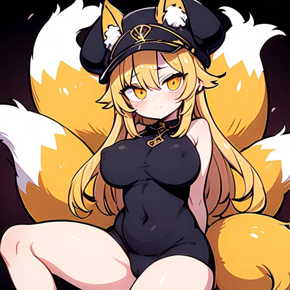 Yakumo Ran 1girl Blonde Hair Breasts Cleft Of Venus Closed Mouth Completely Nude Curvy Feet Out Of Frame Fox Tail, 3850052463 - AIHentai - #main