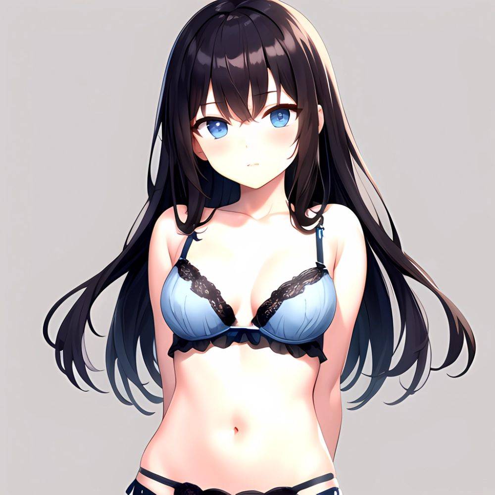 1girl Standing Lingerie Blue Eyes Arms Behind Back Simple Background Anime Girl Facing The Viewer Uwu, 1736918211 - AIHentai - #main