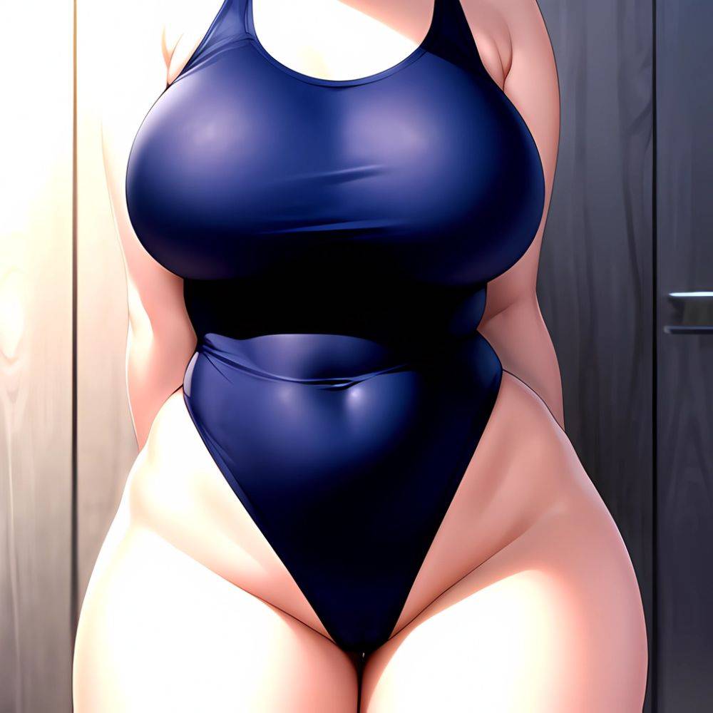 Takarada Rikka 1girl Against Wall Blue Eyes Blush Breasts Collarbone Competition Swimsuit Curvy Groin Highleg Huge Breasts Indoo, 2729294217 - AIHentai - #main
