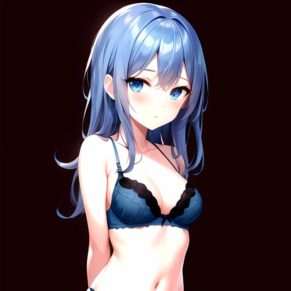 1girl Standing Lingerie Blue Eyes Arms Behind Back Simple Background Anime Girl Facing The Viewer Uwu, 1042858792 - AIHentai - #main
