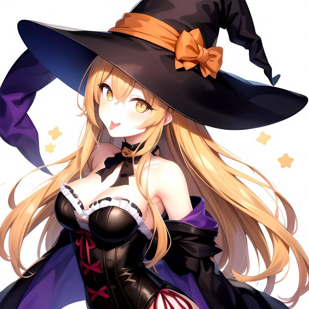 Shokuhou Misaki 1girl P Arched Back Black Corset Black Headwear Blonde Hair Breasts Choker Corset Dress Food Frilled Choker Fril, 467299526 - AIHentai - #main