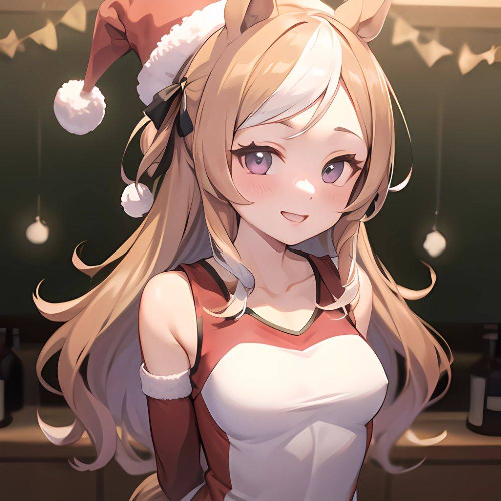 Mejiro Dober Umamusume 1girl Bell Blush Bow Christmas Ears Through Headwear Fur Trimmed Headwear Fur Trim Hat Hat Bow Horse, 2720981051 - AIHentai - #main