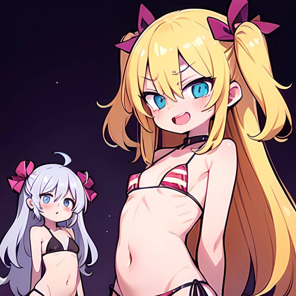 Gabriel Tenma White Raphiel Shiraha Ainsworth 2girls American Flag Bikini Bikini Blonde Hair Blue Eyes Blush Breasts Cross Hair, 407379765 - AIHentai - #main