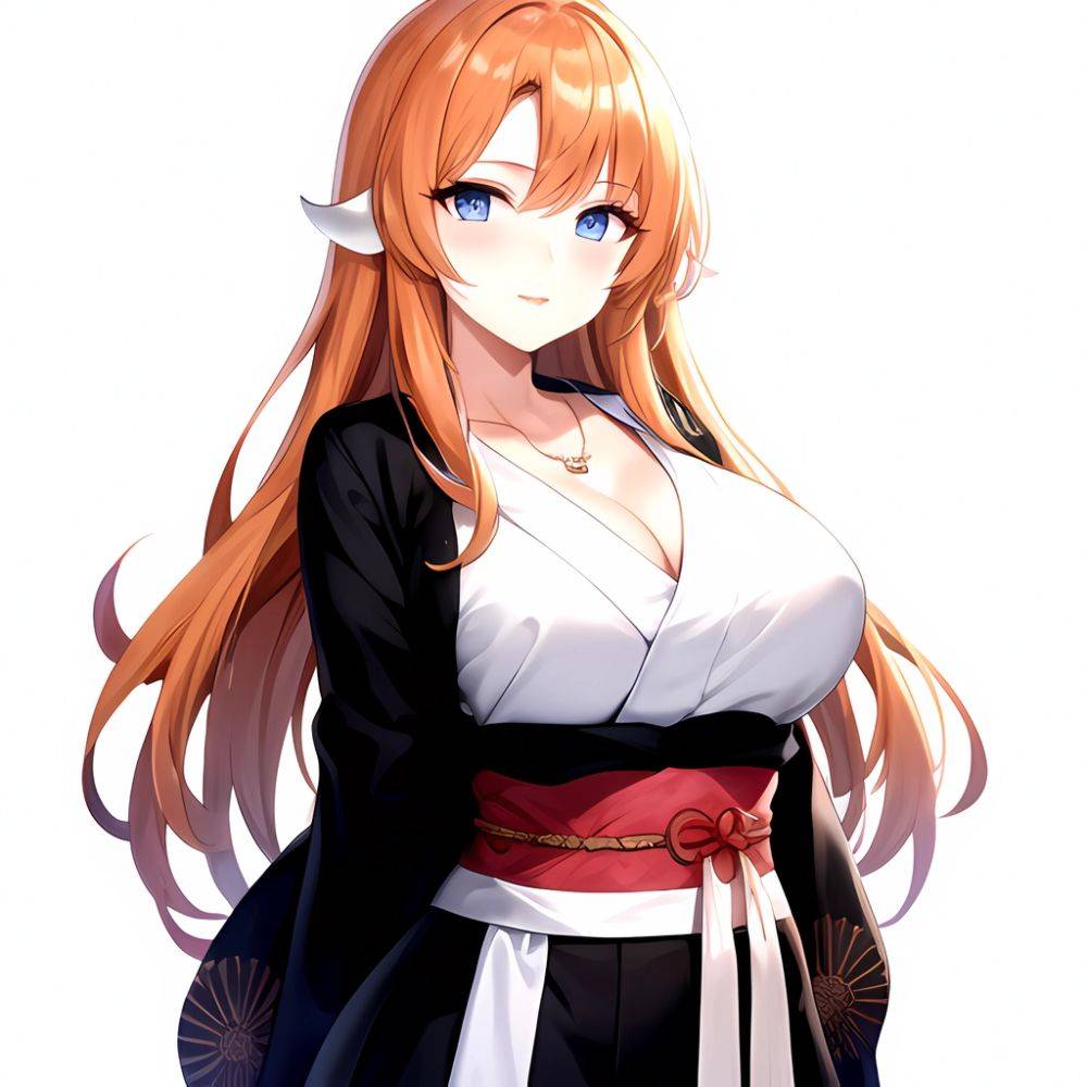 Matsumoto Rangiku 1girl Between Breasts Black Kimono Blue Eyes Breasts Center Opening Closed Mouth Huge Breasts Japanese Clothes, 861661504 - AIHentai - #main