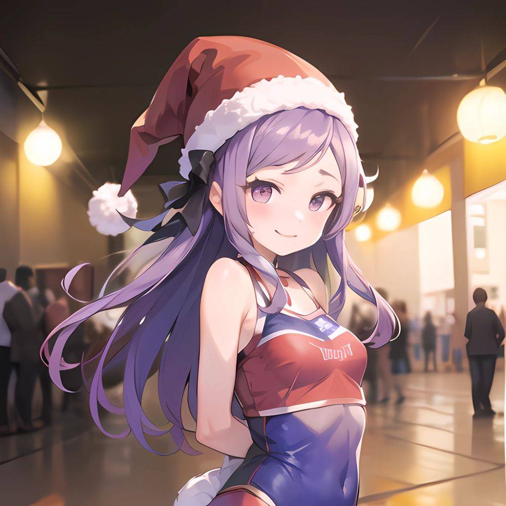 Mejiro Dober Umamusume 1girl Bell Blush Bow Christmas Ears Through Headwear Fur Trimmed Headwear Fur Trim Hat Hat Bow Long, 4247122987 - AIHentai - #main