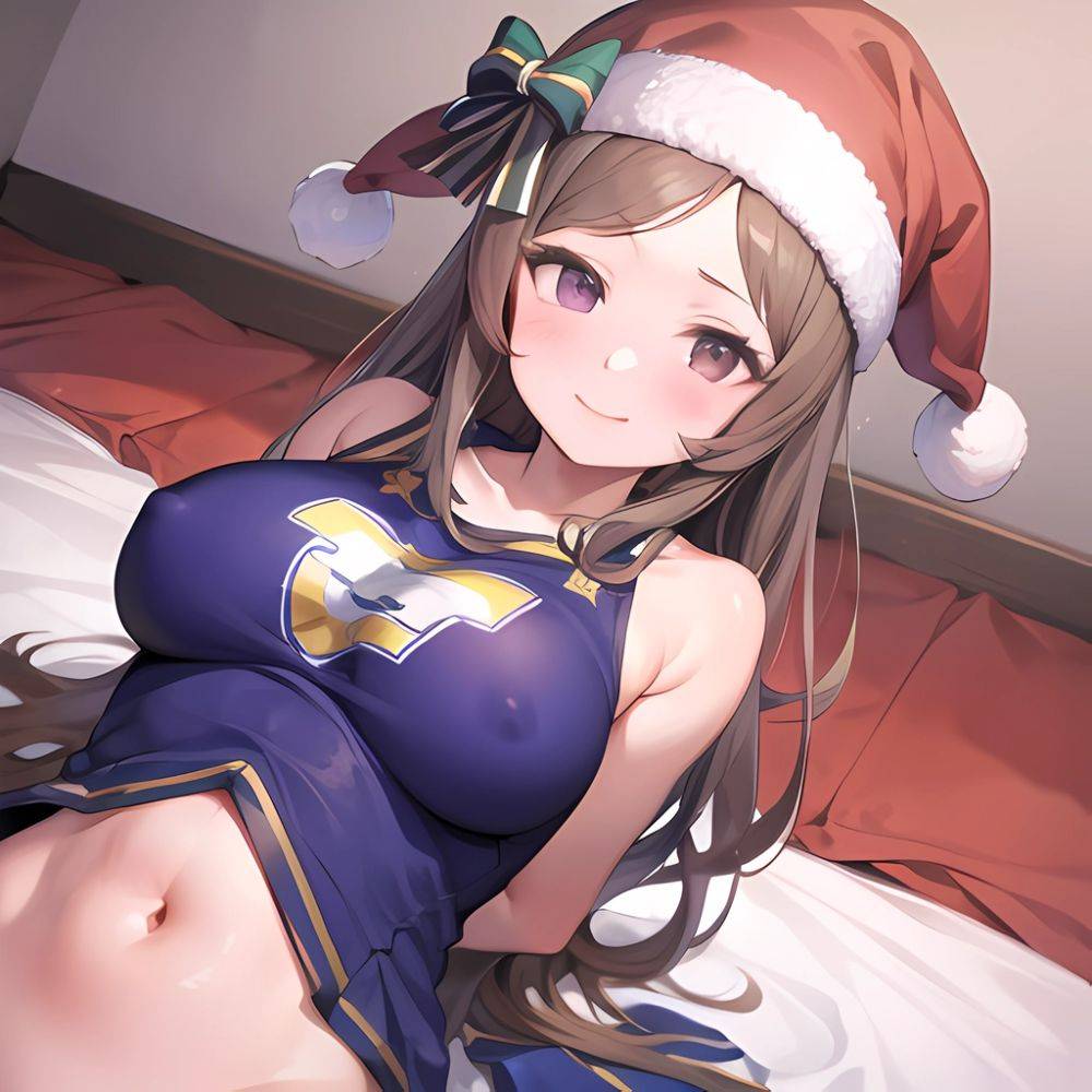 Mejiro Dober Umamusume 1girl Bell Blush Bow Christmas Ears Through Headwear Fur Trimmed Headwear Fur Trim Hat Hat Bow Long, 650566837 - AIHentai - #main