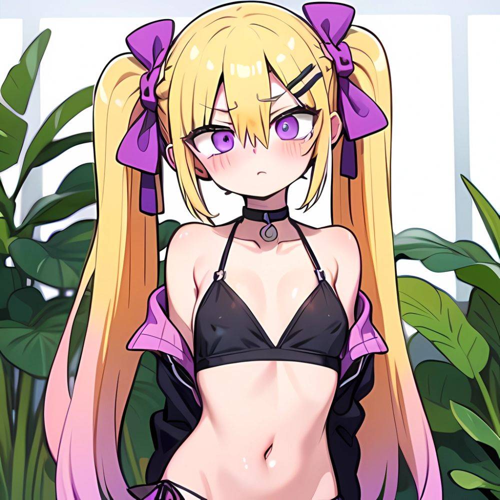 Ninomiya Asuka 1girl Arms Behind Back Bare Shoulders Bikini Bikini Skirt Blonde Hair Blush Braid Breasts Choker Collarbone Cover, 3454260948 - AIHentai - #main