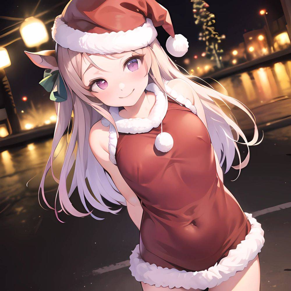 Mejiro Dober Umamusume 1girl Bell Blush Bow Christmas Ears Through Headwear Fur Trimmed Headwear Fur Trim Hat Hat Bow Long, 1211141084 - AIHentai - #main