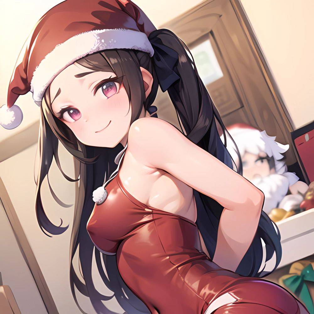 Mejiro Dober Umamusume 1girl Bell Blush Bow Christmas Ears Through Headwear Fur Trimmed Headwear Fur Trim Hat Hat Bow Long, 854822941 - AIHentai - #main