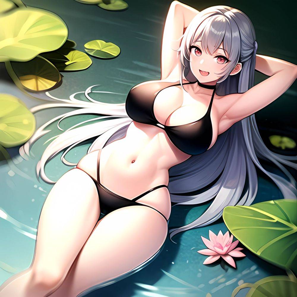 1girl D Bare Arms Bare Shoulders Bikini Black Bikini Breasts Bug Butterfly Butterfly Hair Ornament Choker Cleavage Feet Out Of, 4211945442 - AIHentai - #main