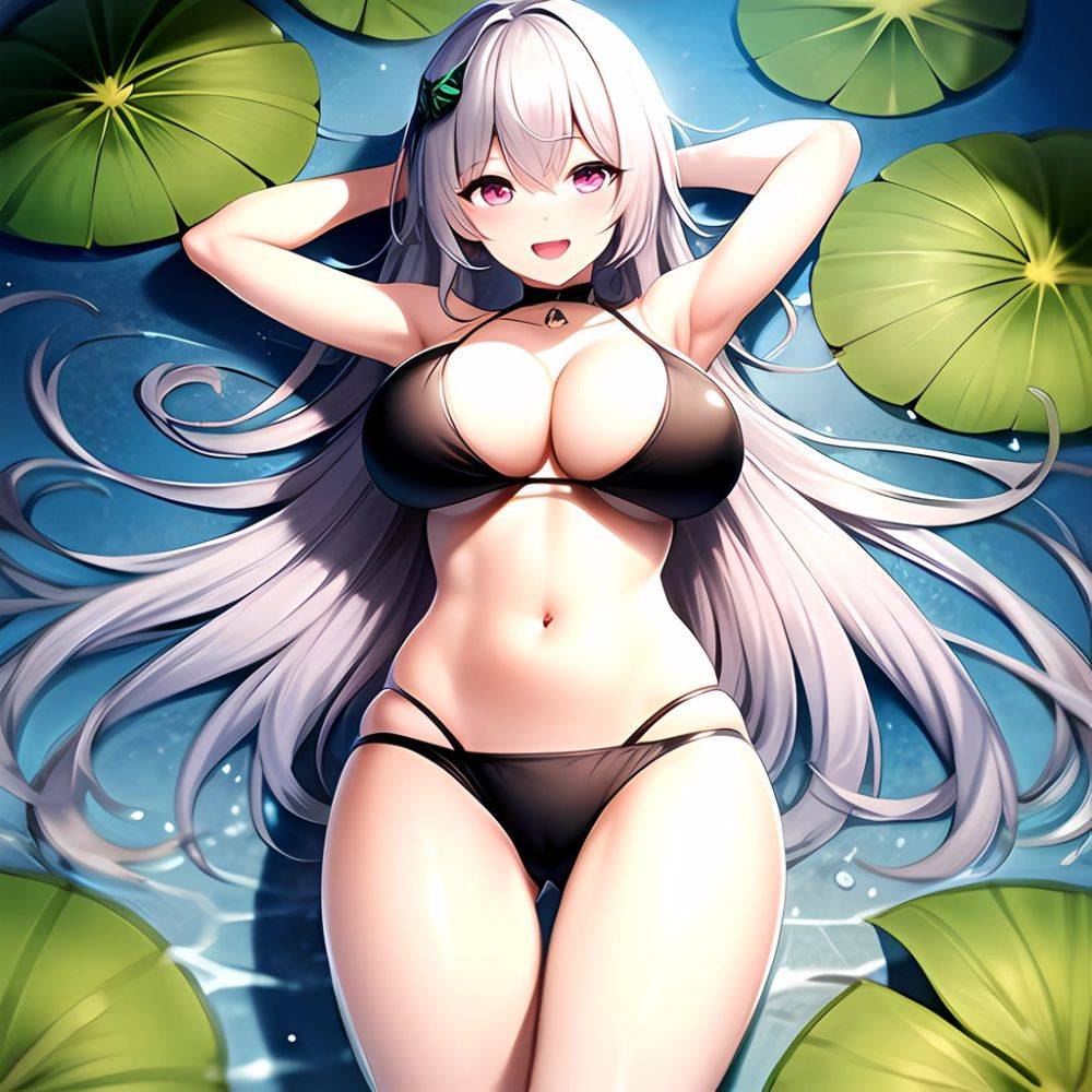1girl D Bare Arms Bare Shoulders Bikini Black Bikini Breasts Bug Butterfly Butterfly Hair Ornament Choker Cleavage Feet Out Of, 3146517820 - AIHentai - #main