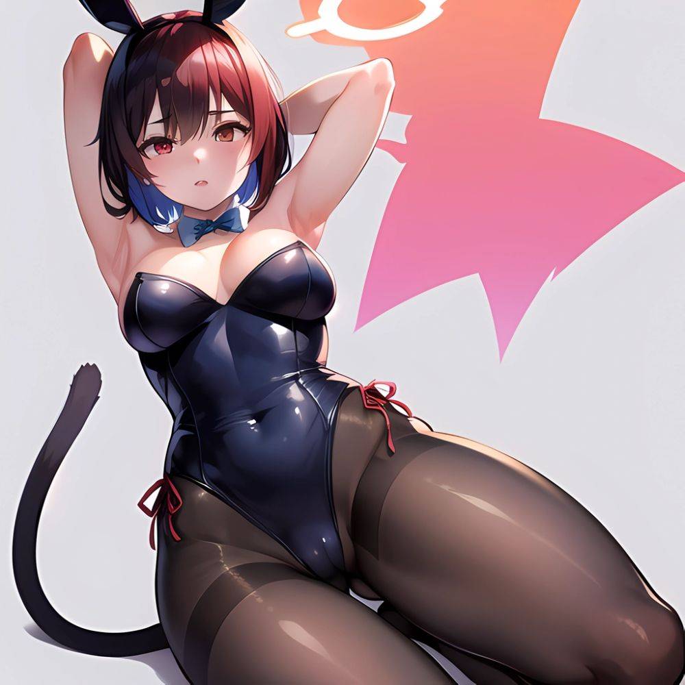 1girl Solo Animal Ears Armpits Black Hair Black Pantyhose Blue Archive Bow Bowtie Cat Ears Colored Inner Hair Coma Light825, 3181021015 - AIHentai - #main