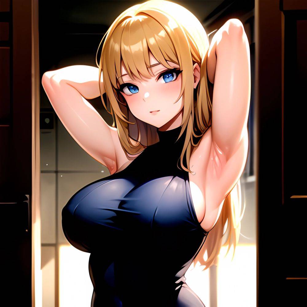 1girl Solo Big Boobs Pov Blue Eyes Armpits Arms Behind Head, 3806507944 - AIHentai - #main