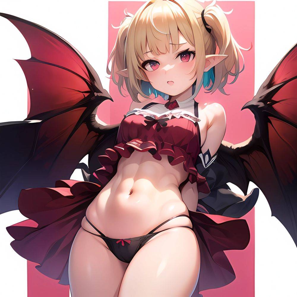 1girl Blonde Hair Frilled Panties Frills Highres Hip Bones Looking At Viewer Makaino Ririmu Multicolored Hair Navel Nijisanji No, 3606520268 - AIHentai - #main