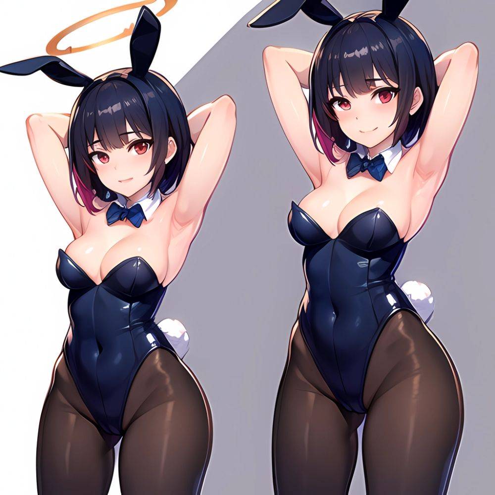 1girl Solo Animal Ears Armpits Black Hair Black Pantyhose Blue Archive Bow Bowtie Cat Ears Colored Inner Hair Coma Light825, 3876606698 - AIHentai - #main