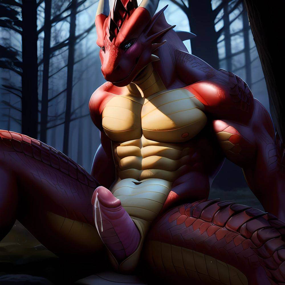 Anthro Dragon Male Solo Abs Cum Dripping Muscular Dragon Penis Genital Slit Furry Sitting Realistic Scales Detailed Scales Textu, 1473886390 - AIHentai - #main
