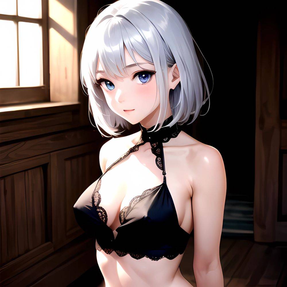 1girl Sexy Blue Eyes Silver Hair Arms Behind Back Facing The Camera Looking At The Camera, 3339978127 - AIHentai - #main