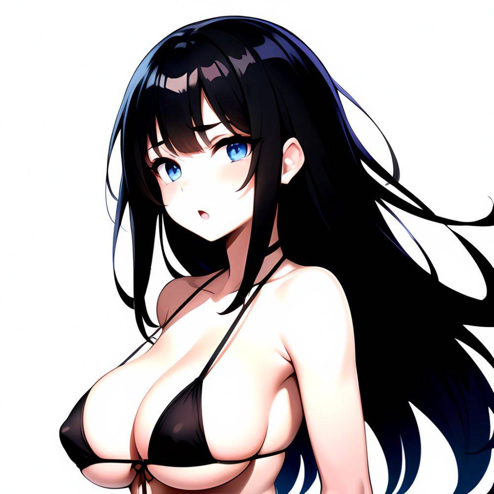 1girl O Absurdres Bikini Black Bikini Black Hair Blue Eyes Breasts Cleavage Collarbone Commentary Request Highres Large Breasts, 1169104099 - AIHentai - #main