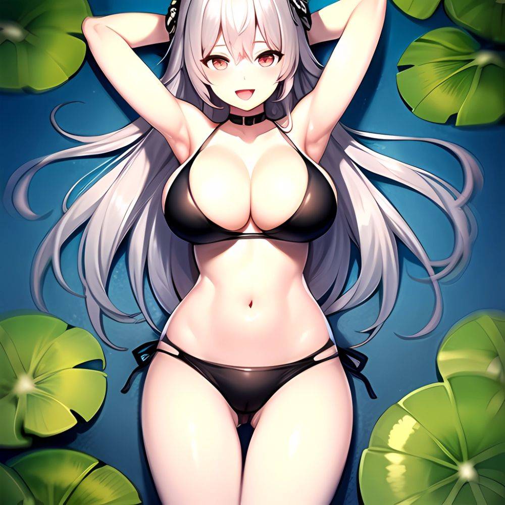 1girl D Bare Arms Bare Shoulders Bikini Black Bikini Breasts Bug Butterfly Butterfly Hair Ornament Choker Cleavage Feet Out Of, 2033567103 - AIHentai - #main