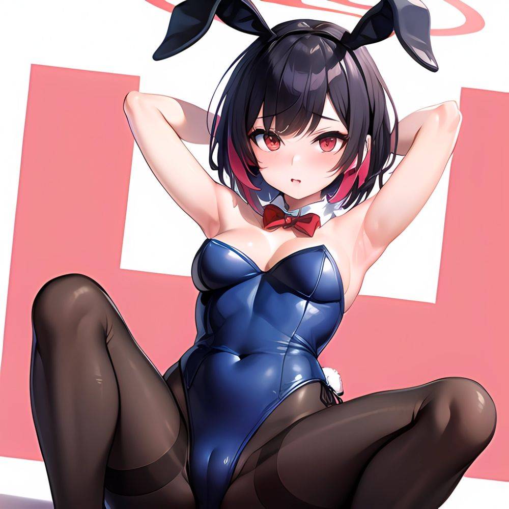 1girl Solo Animal Ears Armpits Black Hair Black Pantyhose Blue Archive Bow Bowtie Cat Ears Colored Inner Hair Coma Light825, 4035954095 - AIHentai - #main