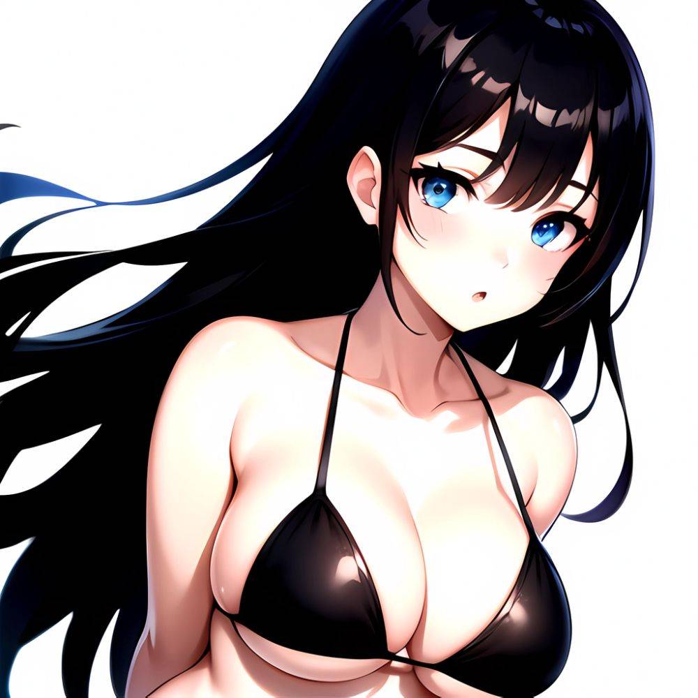 1girl O Absurdres Bikini Black Bikini Black Hair Blue Eyes Breasts Cleavage Collarbone Commentary Request Highres Large Breasts, 3650158656 - AIHentai - #main