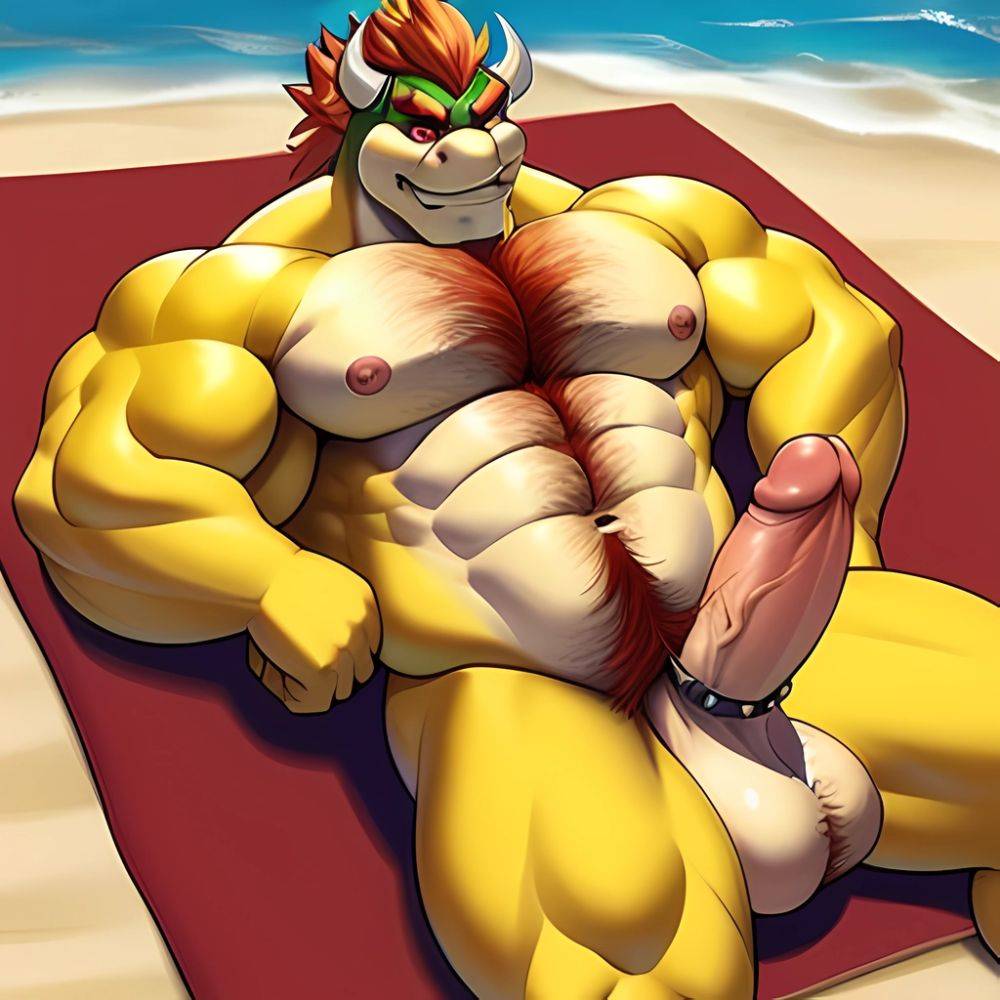 Bowser Laying On The Beach Yellow Skin Laying On A Towel Nude Beach Big Balls Big Penis Nipples Veins Muscles, 1521750082 - AIHentai - #main