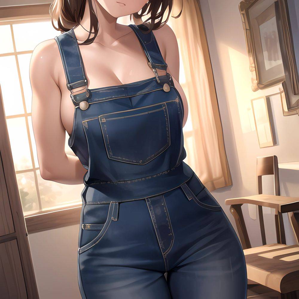 Sexy Overalls Half Naked One Shoulder Side Down Exposing One Breast Absurdres Blush 1 1 Highres Detail Masterpiece Best Quality, 1485178916 - AIHentai - #main