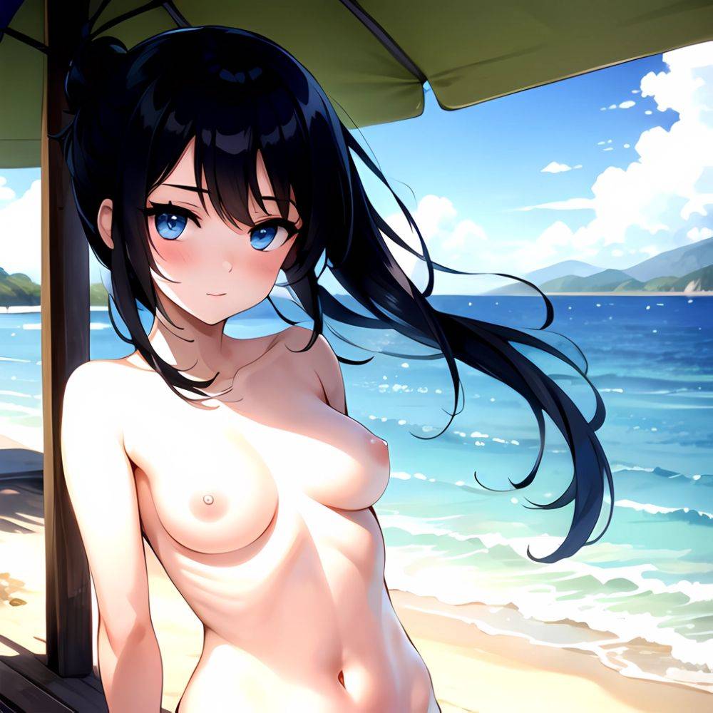 1girl Solo Beach Blue Eyes Naked Arms Behind Back, 3437317993 - AIHentai - #main